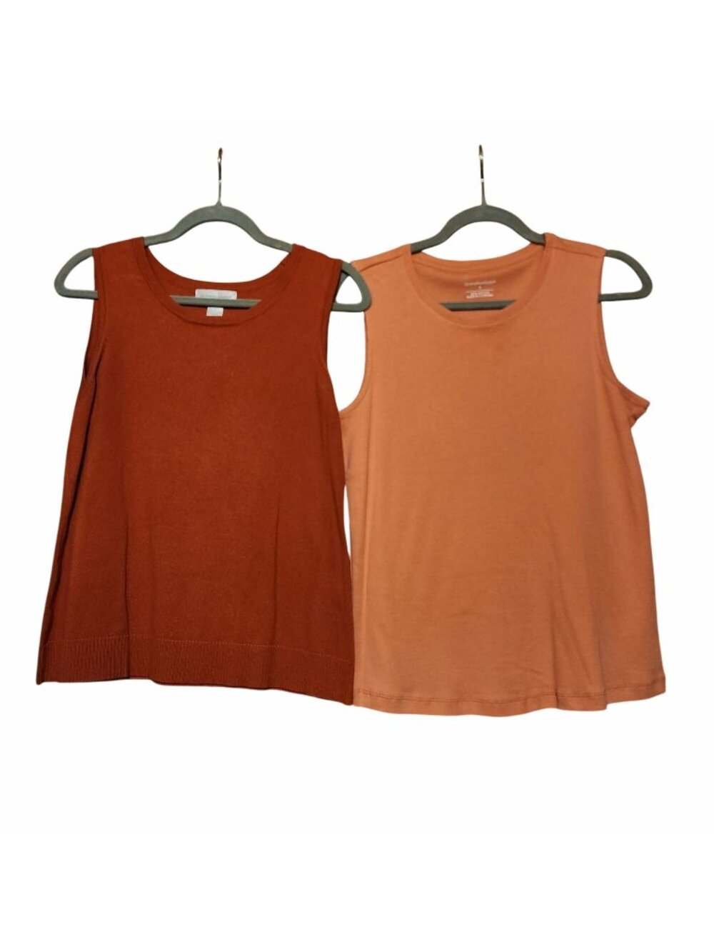 Christopher & Banks Women's Sleeveless Tops Set Of 2 Rust Orange & Peach